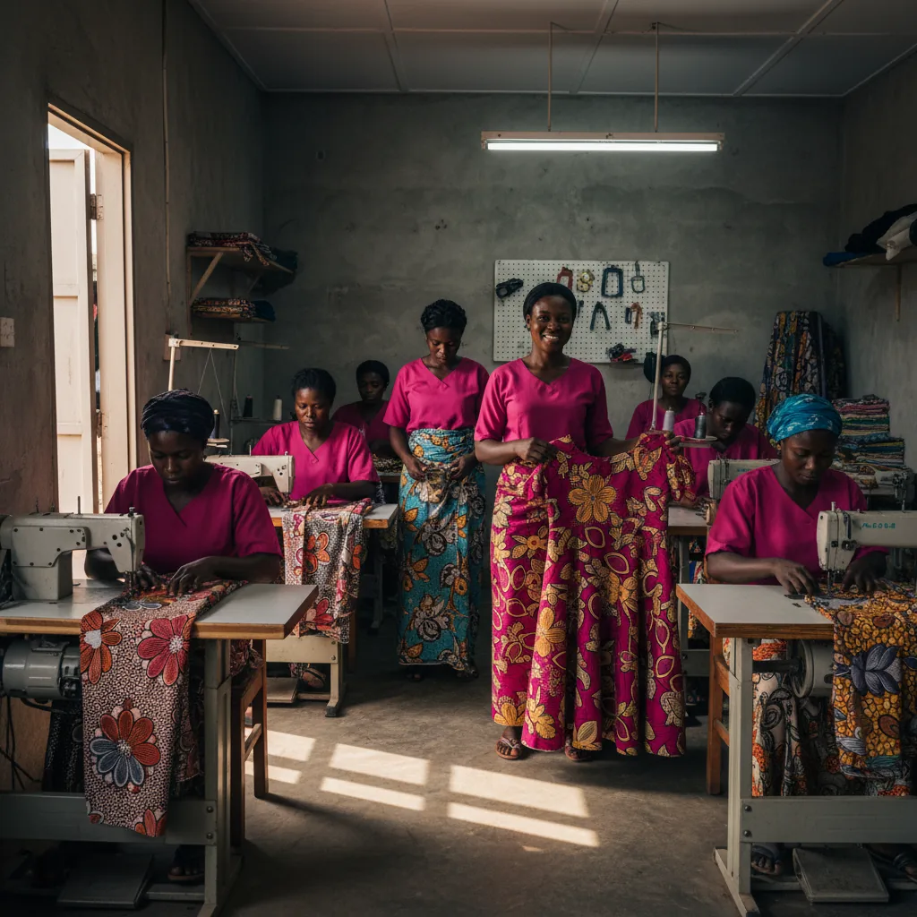 Femmes dans une coopérative de couture à Bouaké.